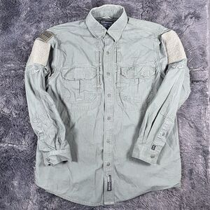 5.11 Tactical Prolite Long Sleeve Shirt Men's Medium Olive Green Patch Work Wear